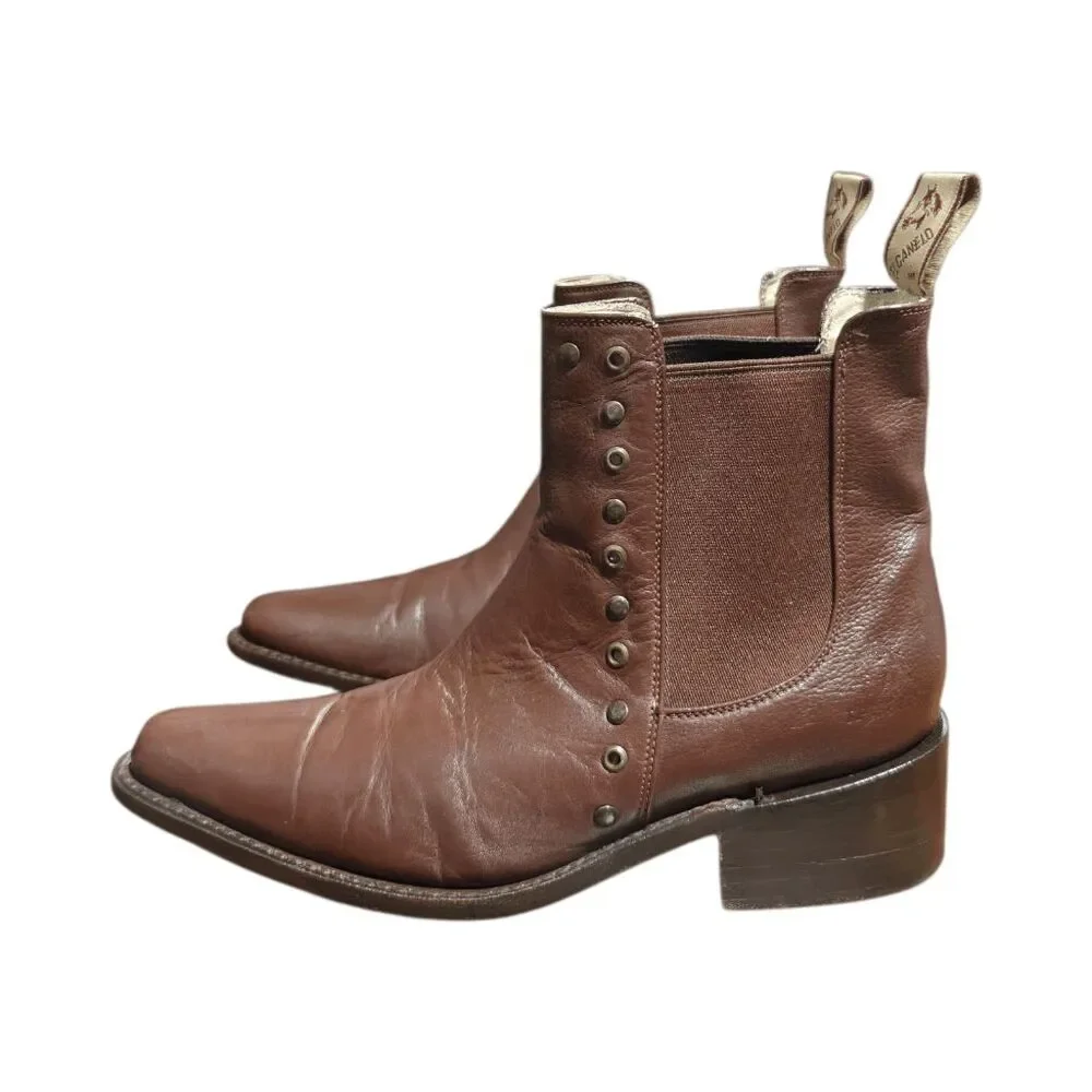 EL CANELO Brown Studded Pull-On Ankle Boot Size 7